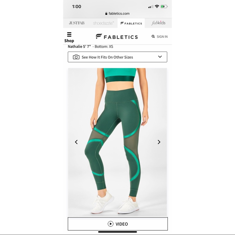 Green Mesh Fabletic Leggings ✅ NWT
